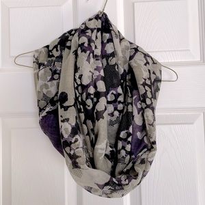 Purple patterned infinity scarf
